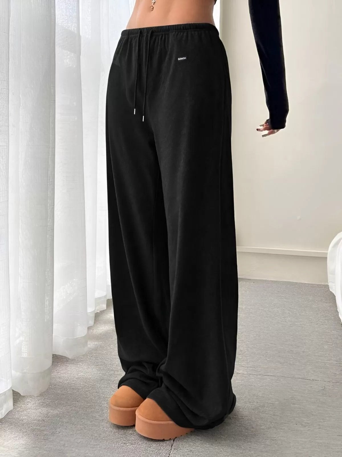 Solid Knot High Rise Palazzo Pants
