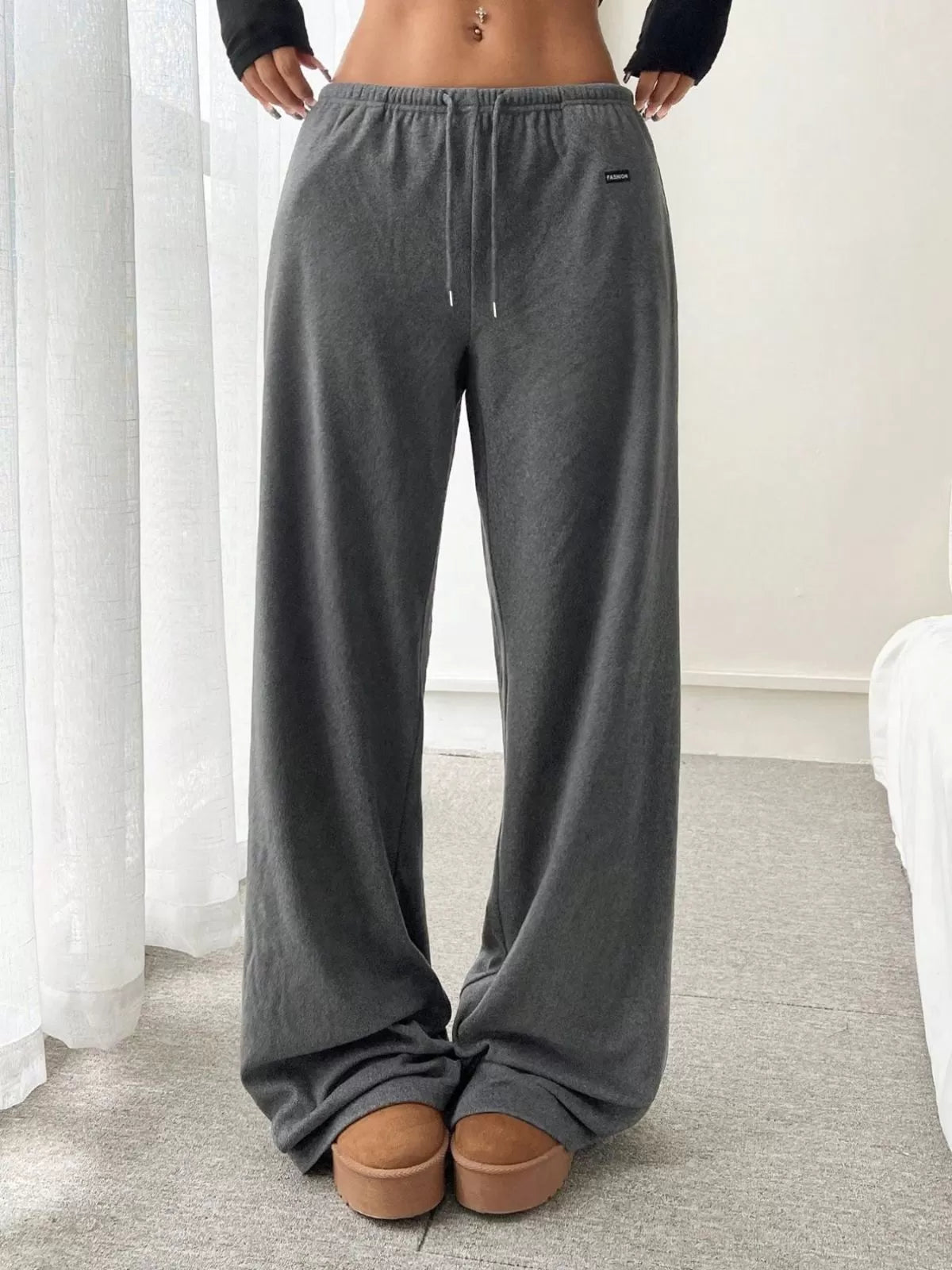 Solid Knot High Rise Palazzo Pants