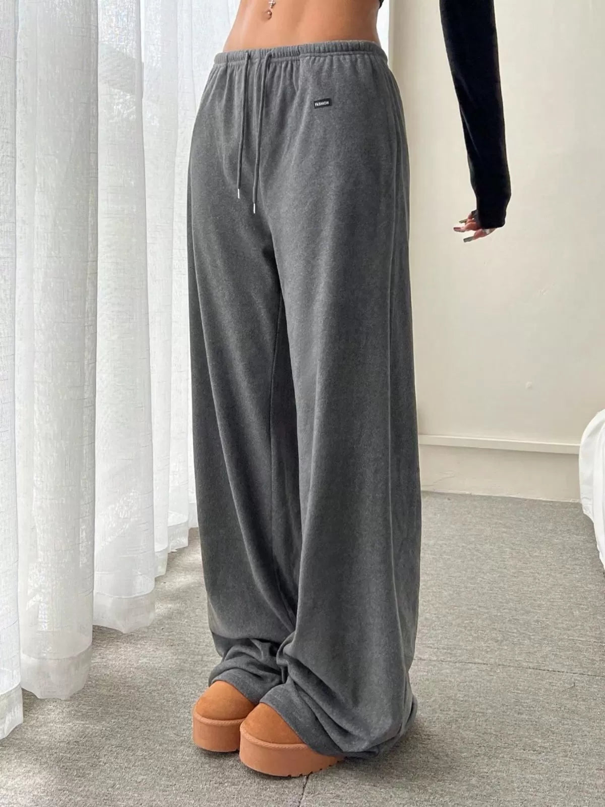 Solid Knot High Rise Palazzo Pants