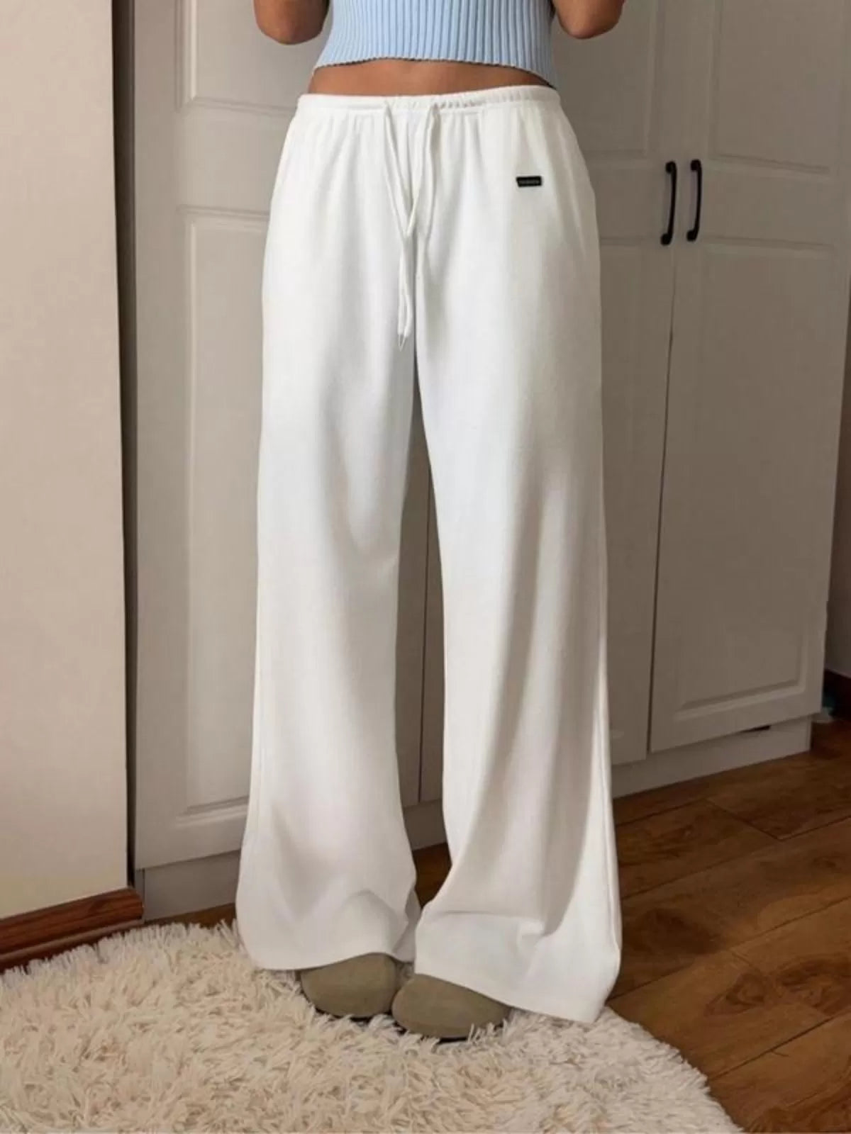 Solid Knot High Rise Palazzo Pants