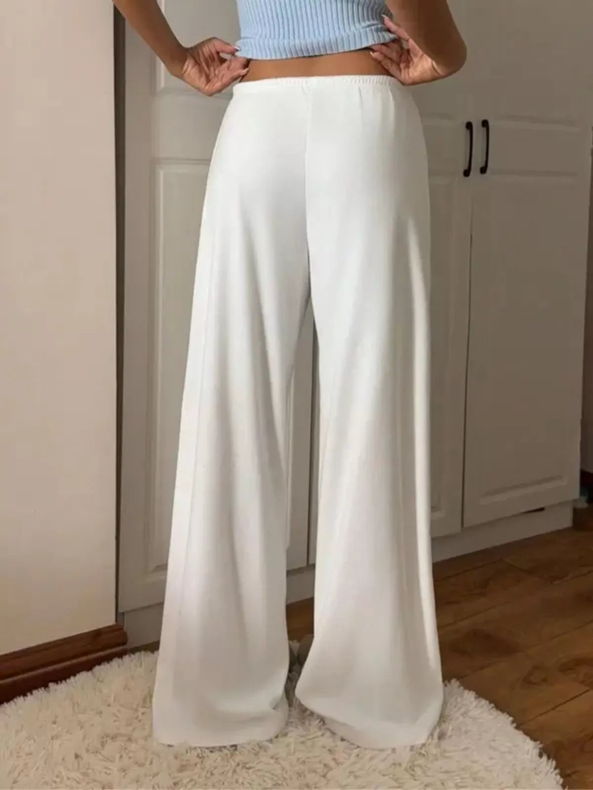 Solid Knot High Rise Palazzo Pants