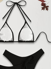 Solid Knot Low Rise Bikini Sets