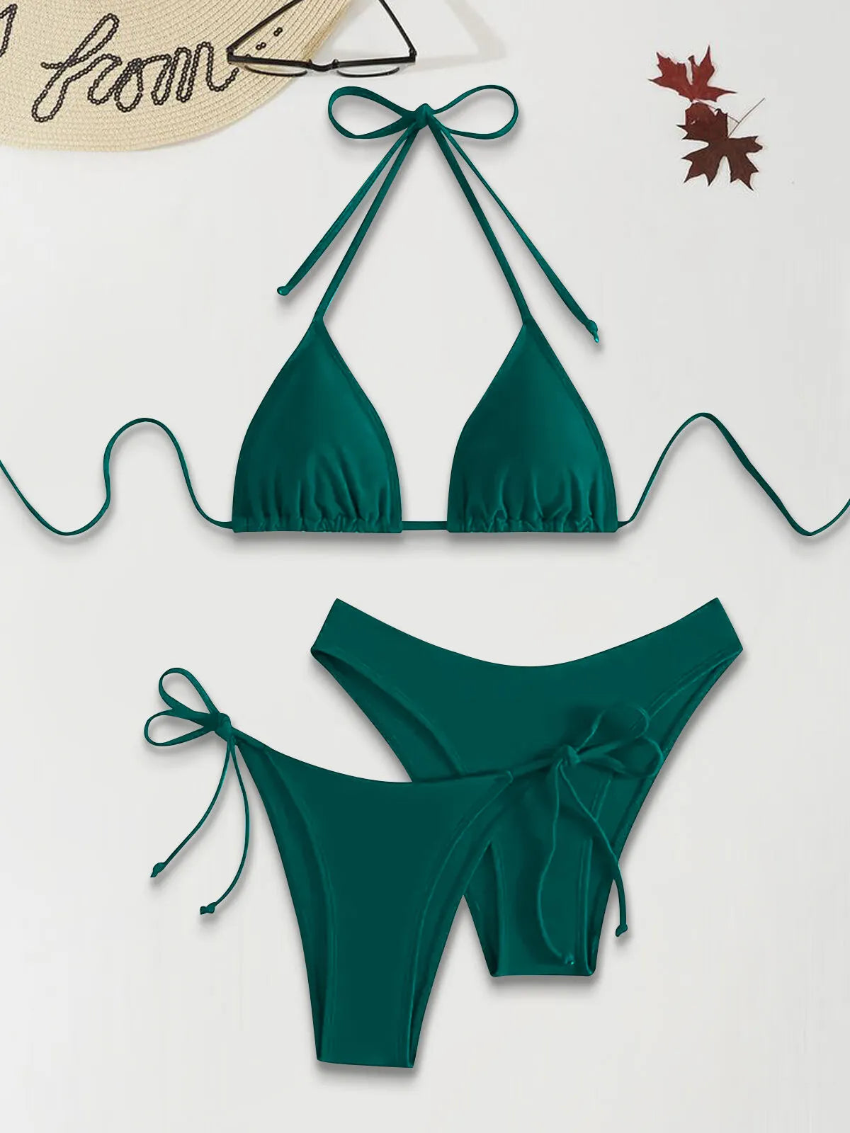 Solid Knot Low Rise Bikini Sets