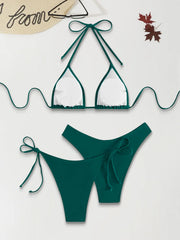 Solid Knot Low Rise Bikini Sets