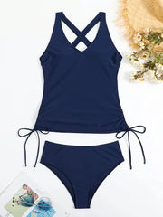 Solid Knot Low Rise V-neck Tankini
