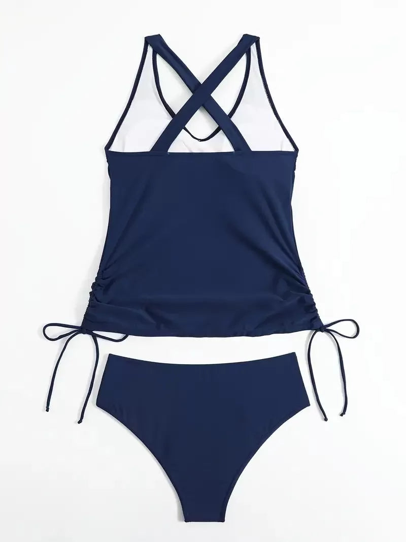 Solid Knot Low Rise V-neck Tankini