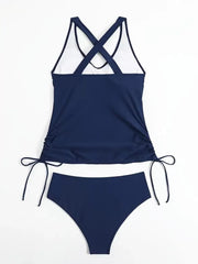Solid Knot Low Rise V-neck Tankini