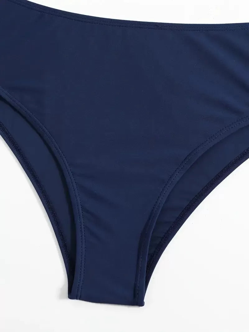 Solid Knot Low Rise V-neck Tankini