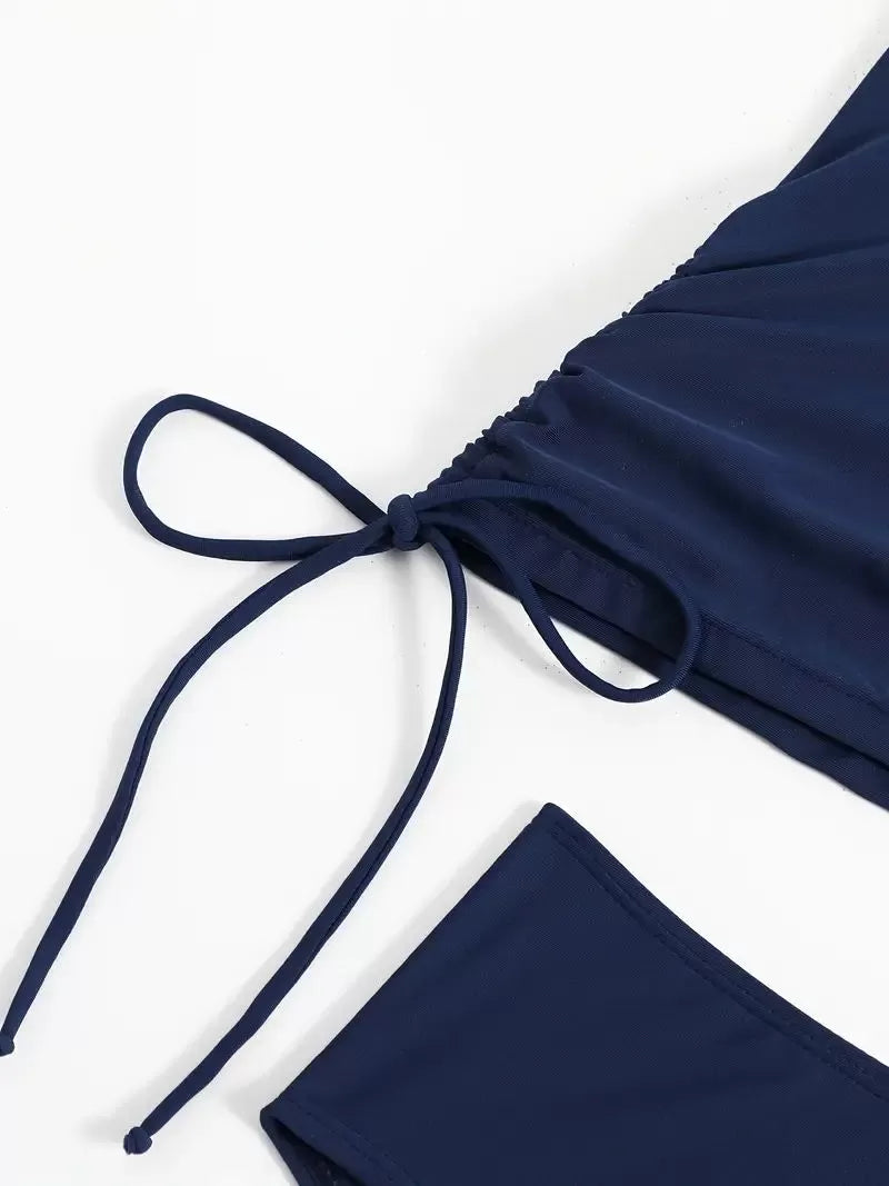 Solid Knot Low Rise V-neck Tankini