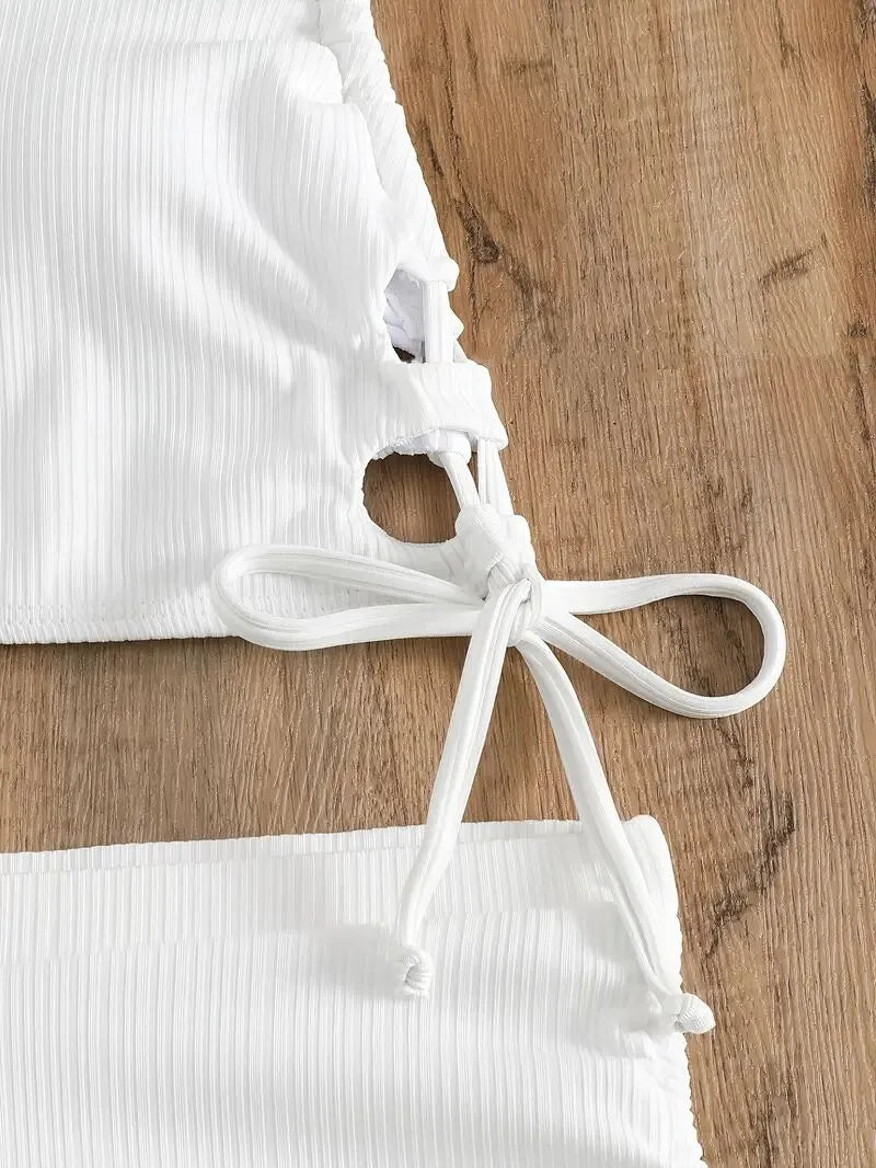 Solid Knot Medium Rise Tankini