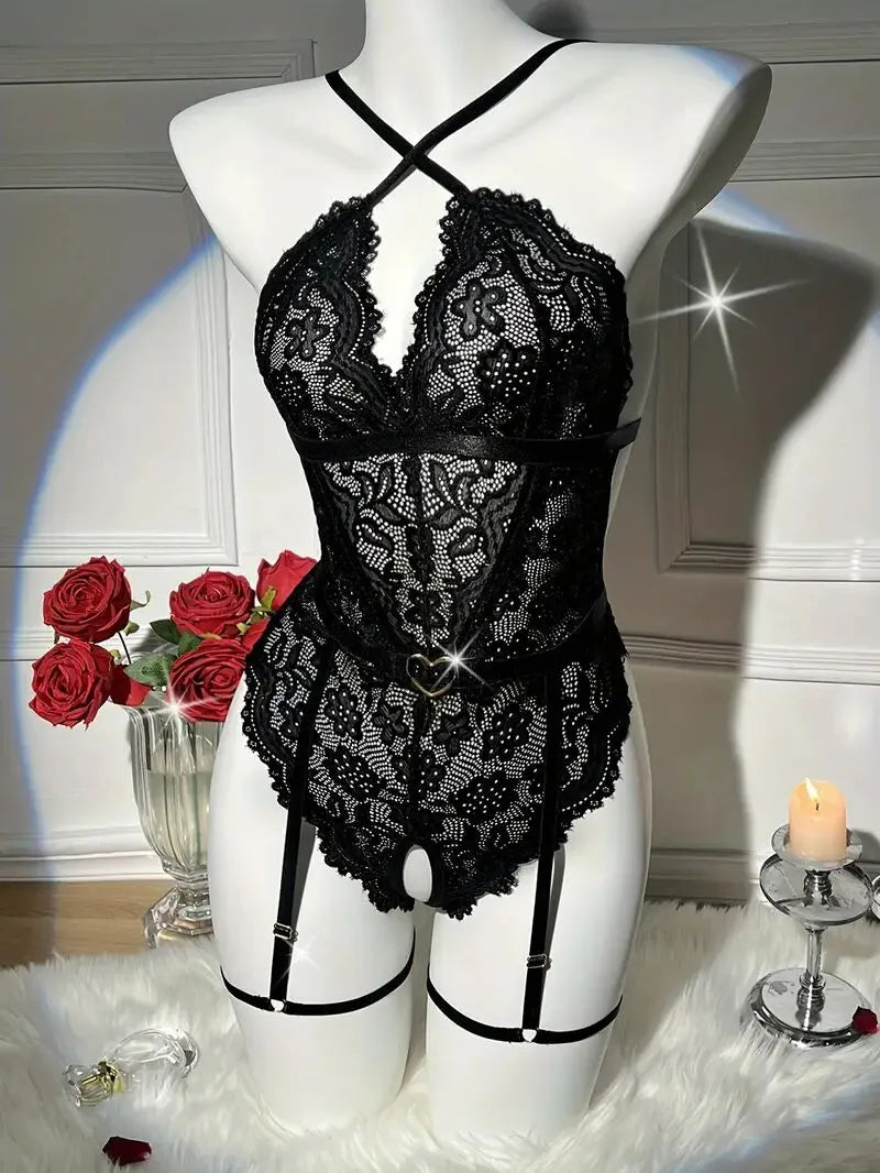 Solid Lace Cross-lacing Sexy Lingerie