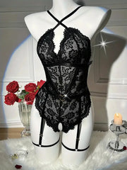 Solid Lace Cross-lacing Sexy Lingerie
