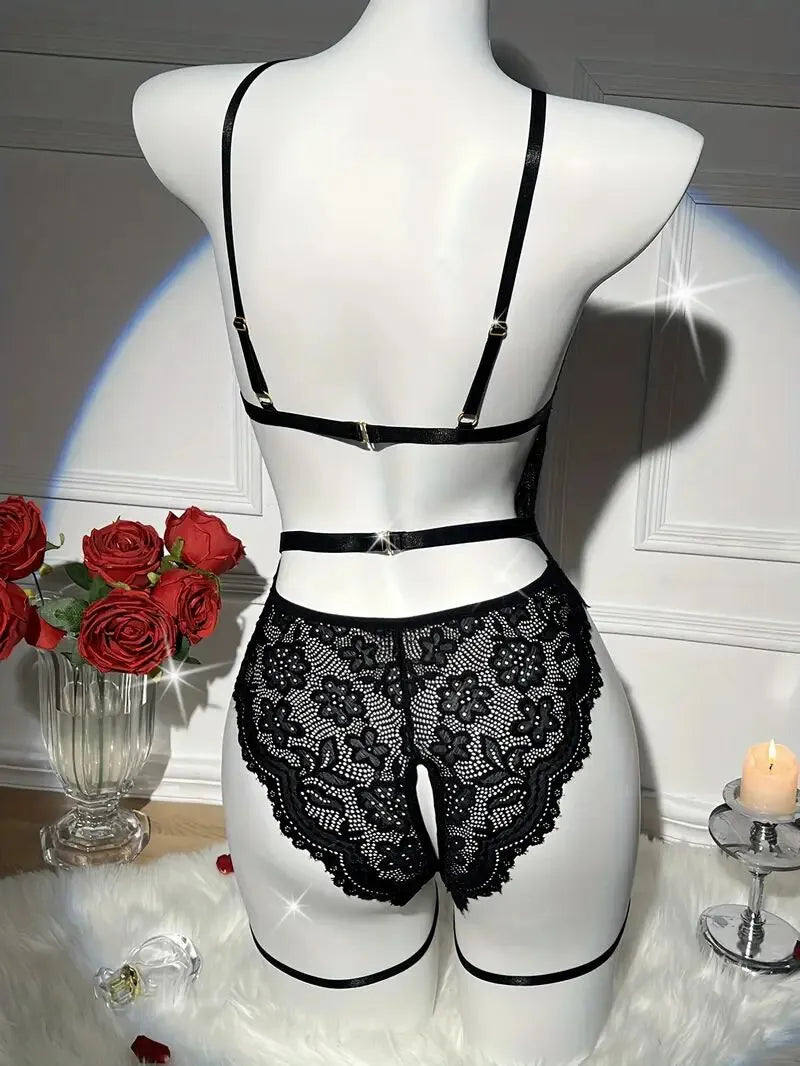 Solid Lace Cross-lacing Sexy Lingerie