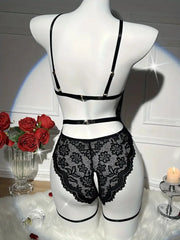 Solid Lace Cross-lacing Sexy Lingerie