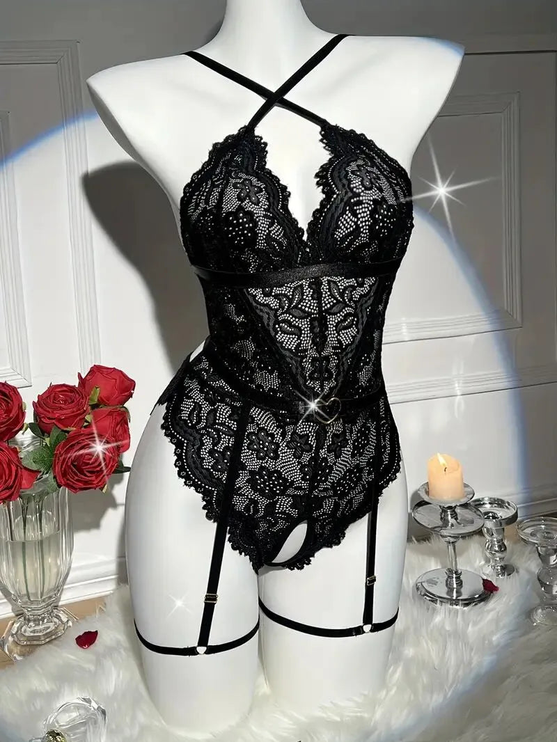 Solid Lace Cross-lacing Sexy Lingerie