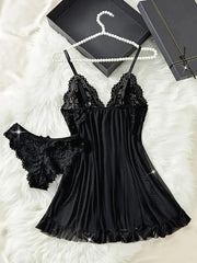2pcs Set Solid Lace Lace Sexy Lingerie