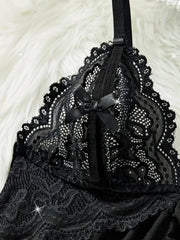 2pcs Set Solid Lace Lace Sexy Lingerie