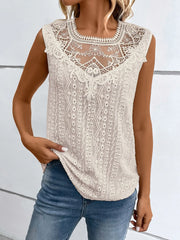 Solid Lace Round Neck Cami