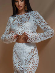Solid Lace Round Neck Regular Blouse