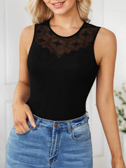 Solid Lace Round Neck Tank