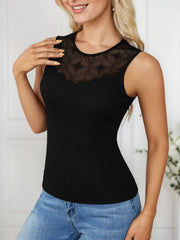 Solid Lace Round Neck Tank