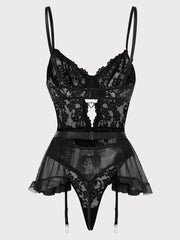 2pcs Set Solid Lace Sexy Lingerie Set
