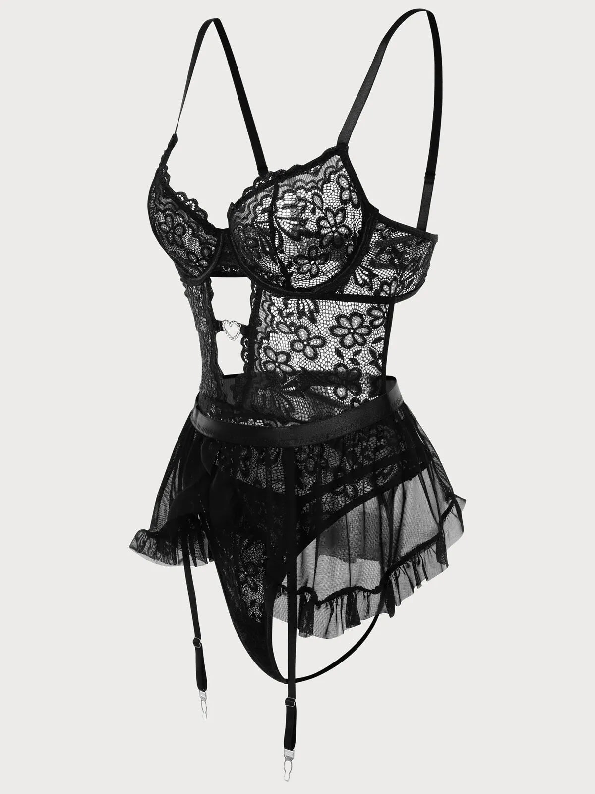2pcs Set Solid Lace Sexy Lingerie Set