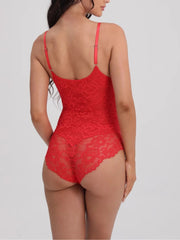 Solid Lace Spaghetti Strap High Rise Bodysuits
