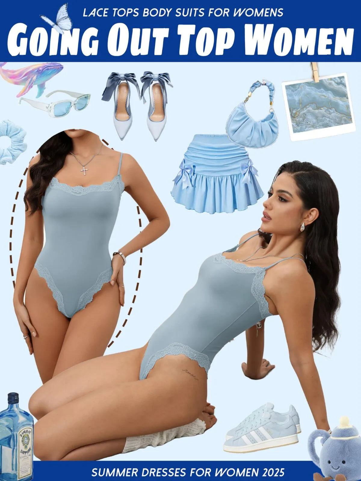 Sexy Lace Square Neck Spaghetti Strap High Rise Bodysuits 