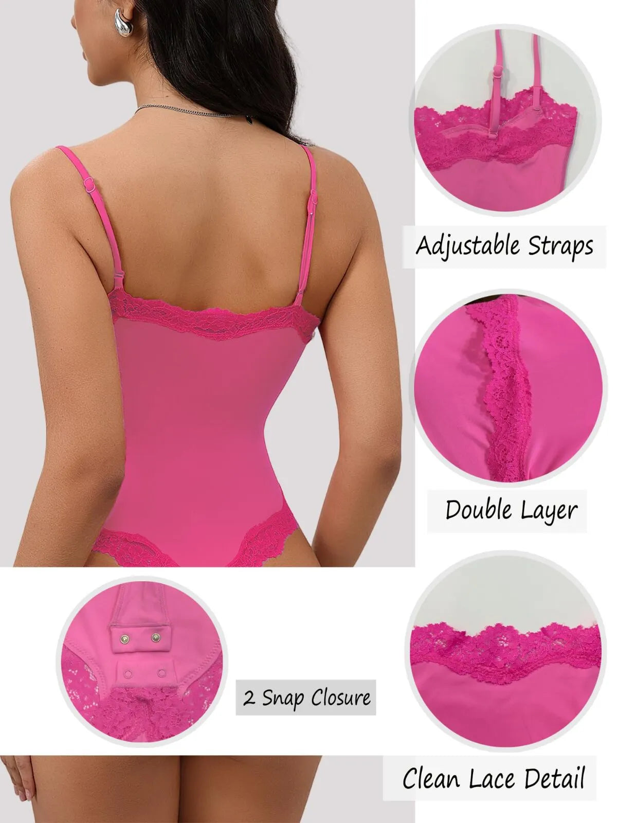 Sexy Lace Square Neck Spaghetti Strap High Rise Bodysuits 