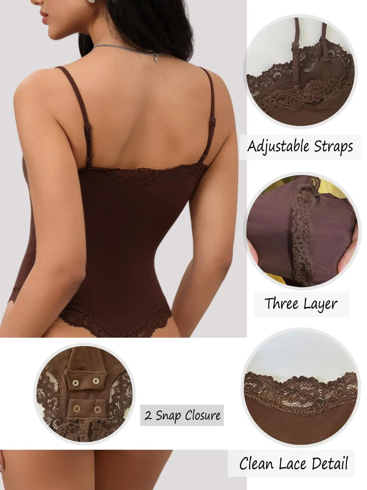 Sexy Lace Square Neck Spaghetti Strap High Rise Bodysuits 
