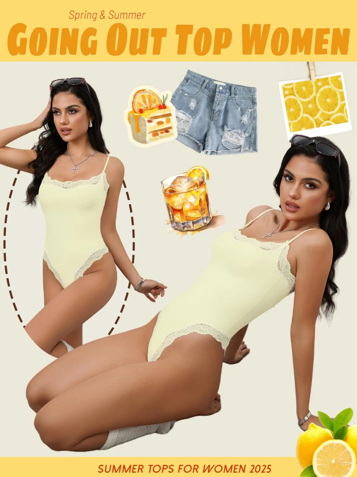 Sexy Lace Square Neck Spaghetti Strap High Rise Bodysuits 