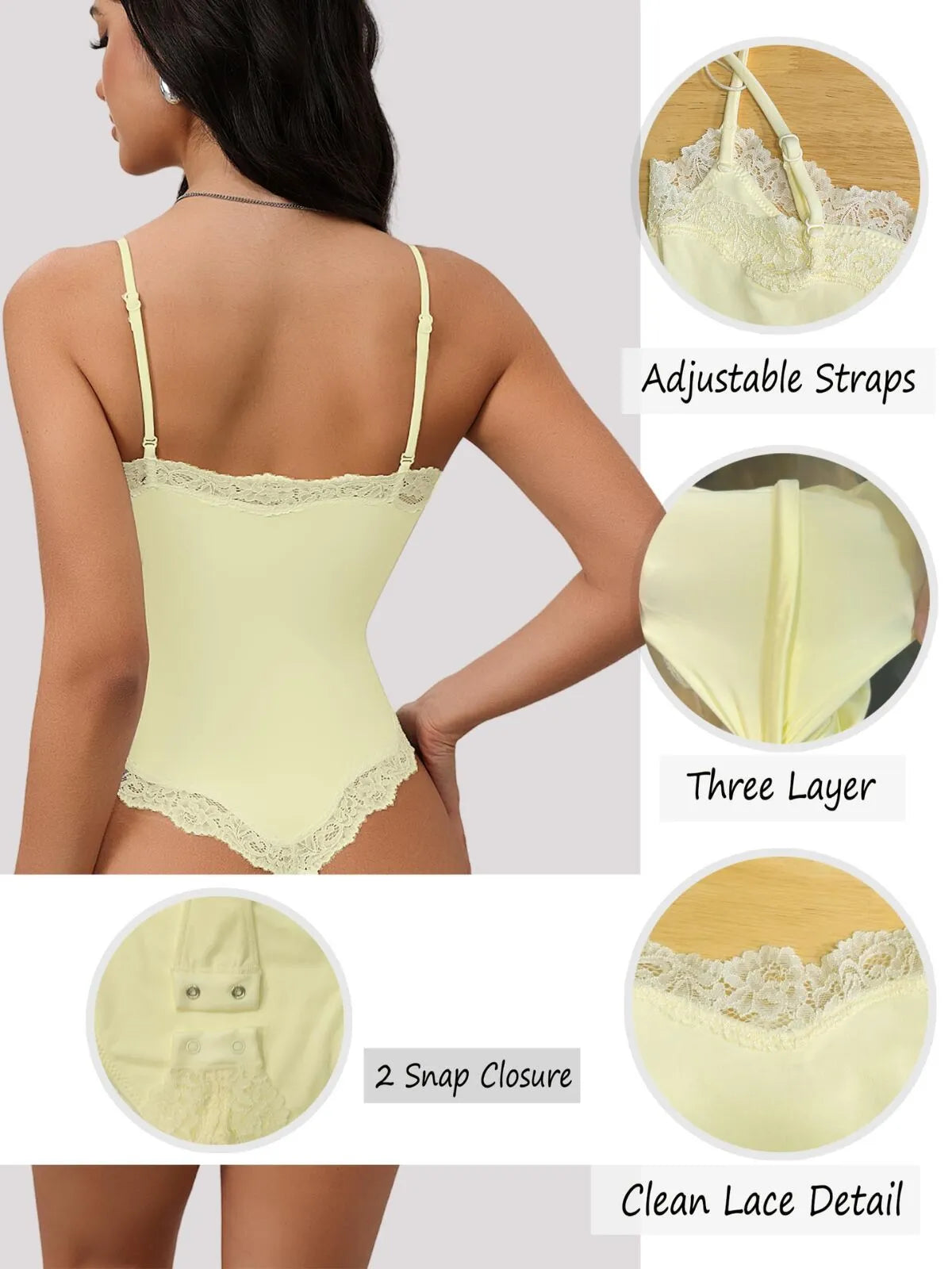 Sexy Lace Square Neck Spaghetti Strap High Rise Bodysuits 