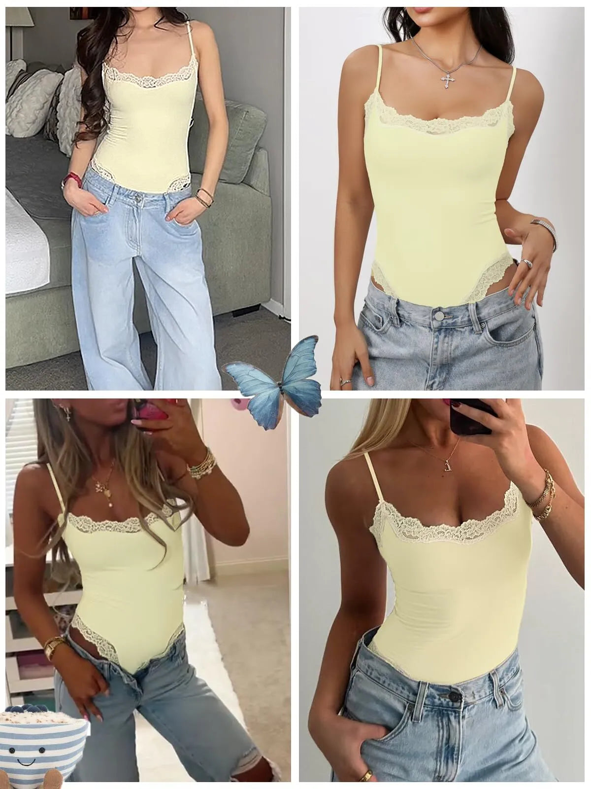Sexy Lace Square Neck Spaghetti Strap High Rise Bodysuits 