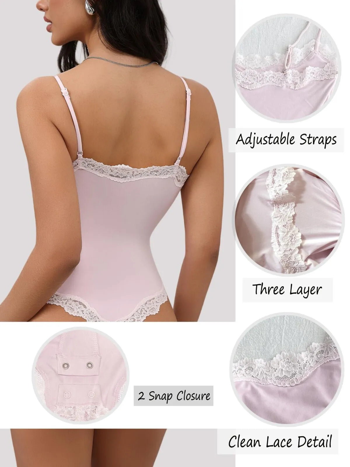 Sexy Lace Square Neck Spaghetti Strap High Rise Bodysuits 