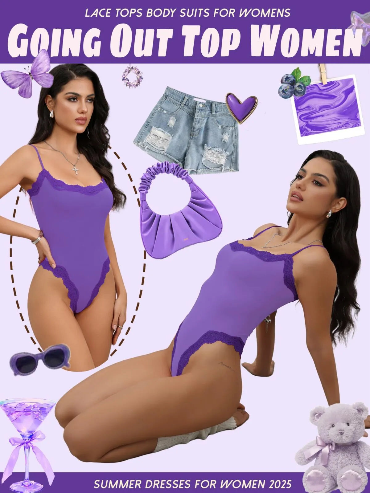 Sexy Lace Square Neck Spaghetti Strap High Rise Bodysuits 