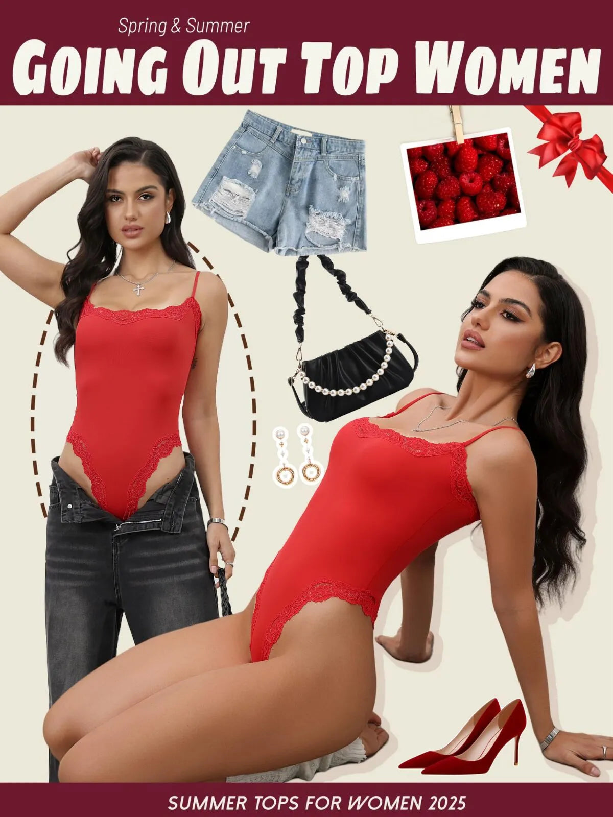Sexy Lace Square Neck Spaghetti Strap High Rise Bodysuits 