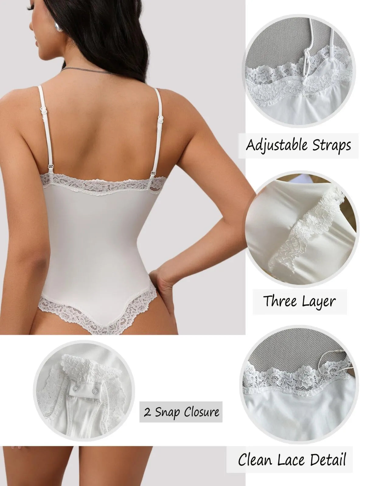 Sexy Lace Square Neck Spaghetti Strap High Rise Bodysuits 