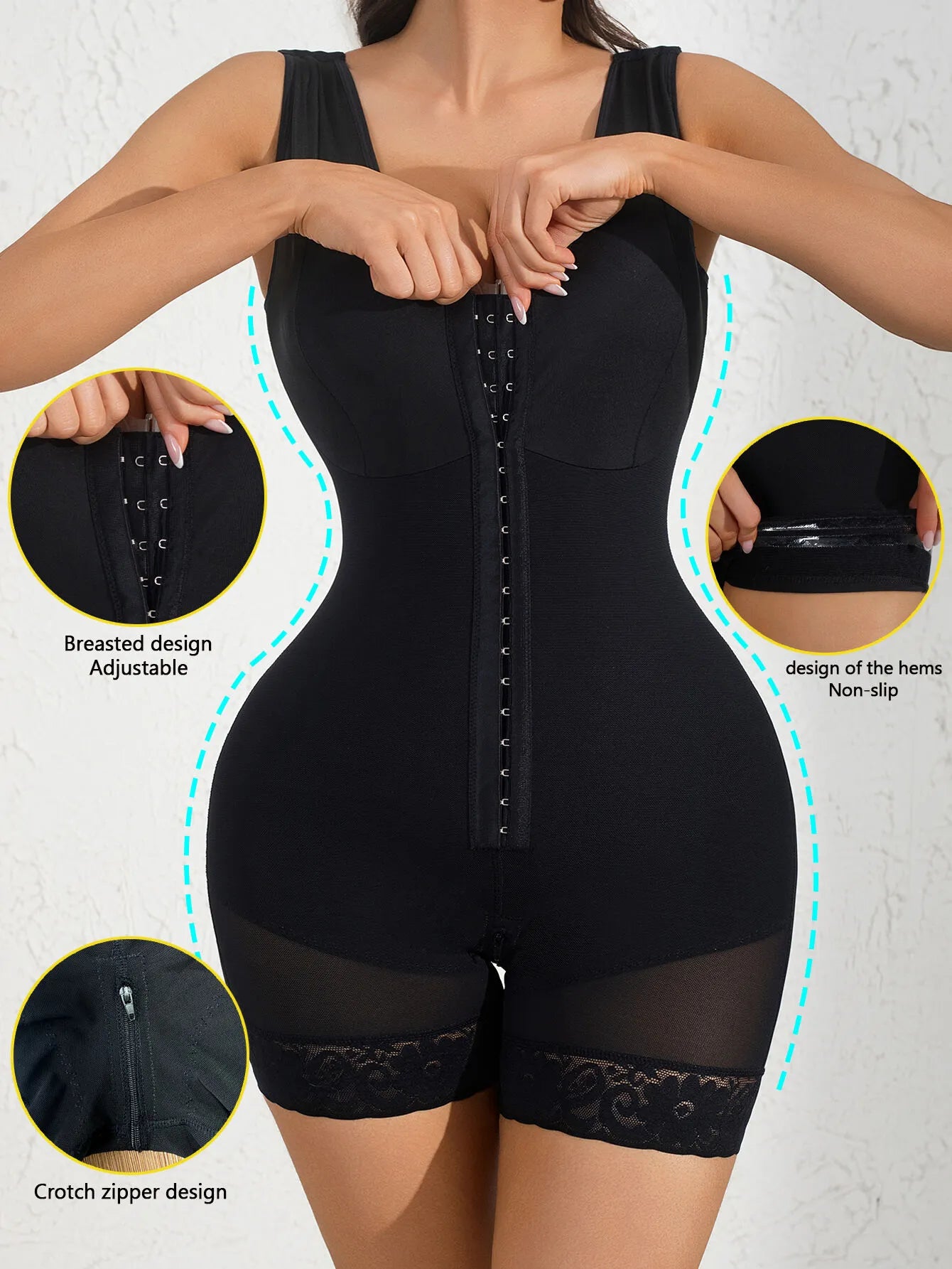 Solid Lace Tummy Control Full Butt Lifter High Rise Shape Wear Bodysuits