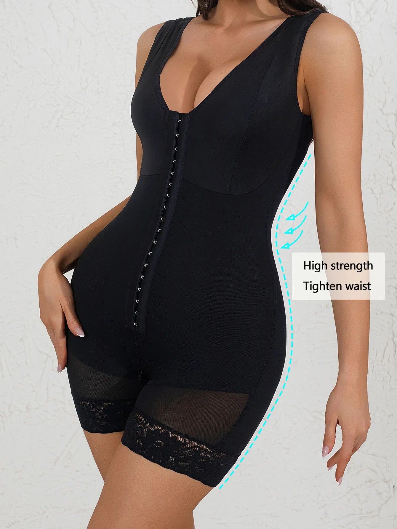 Solid Lace Tummy Control Full Butt Lifter High Rise Shape Wear Bodysuits