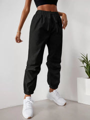 Solid Lace-up High Rise Elastic Waist Sweatpants