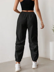 Solid Lace-up High Rise Elastic Waist Sweatpants