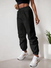 Solid Lace-up High Rise Elastic Waist Sweatpants