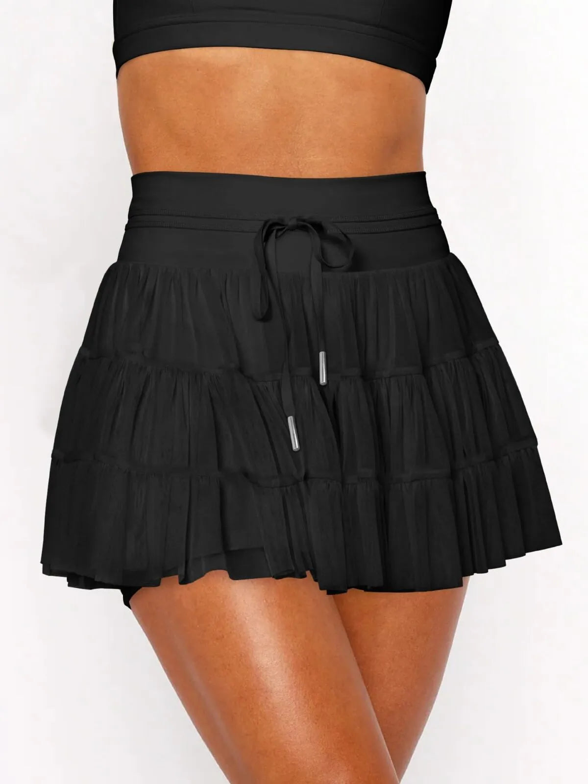 Solid Sporty Breathable Lace-up Color Daily Outdoor Wear High Waist Skort