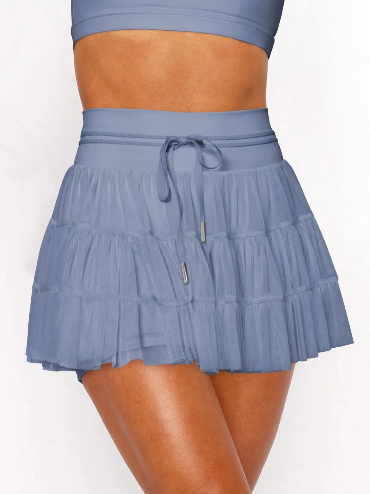 Solid Sporty Breathable Lace-up Color Daily Outdoor Wear High Waist Skort