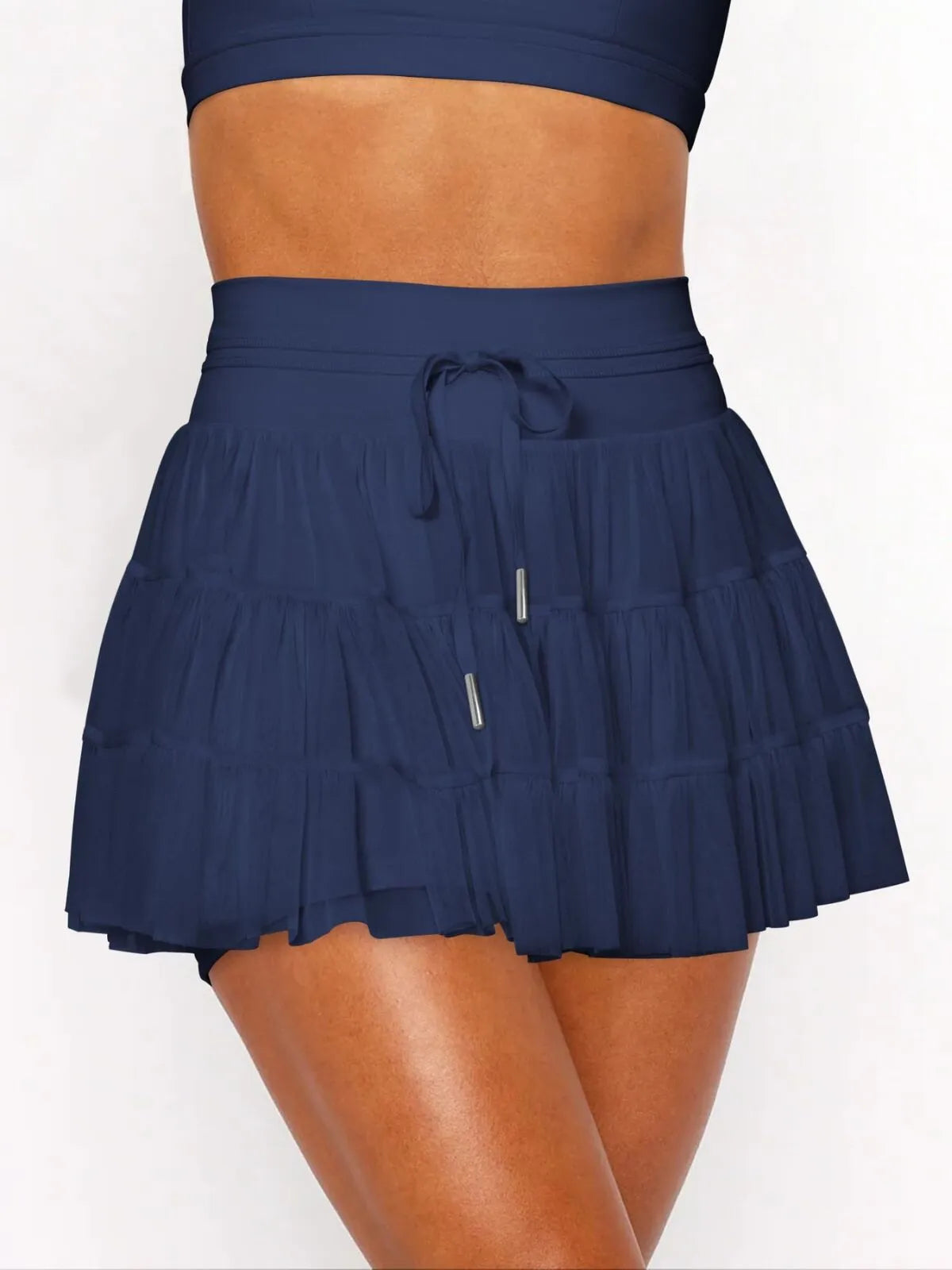 Solid Sporty Breathable Lace-up Color Daily Outdoor Wear High Waist Skort