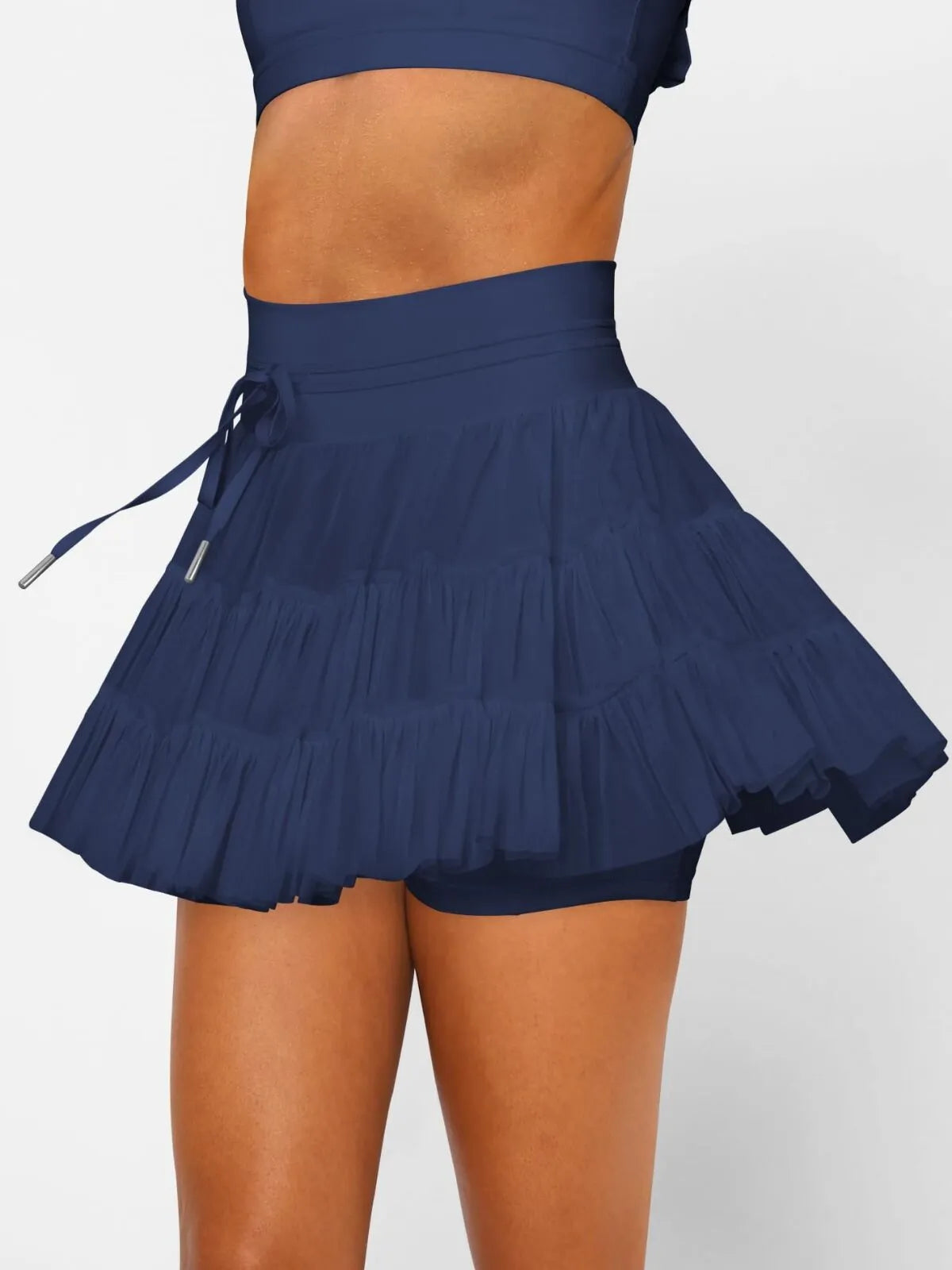 Solid Sporty Breathable Lace-up Color Daily Outdoor Wear High Waist Skort