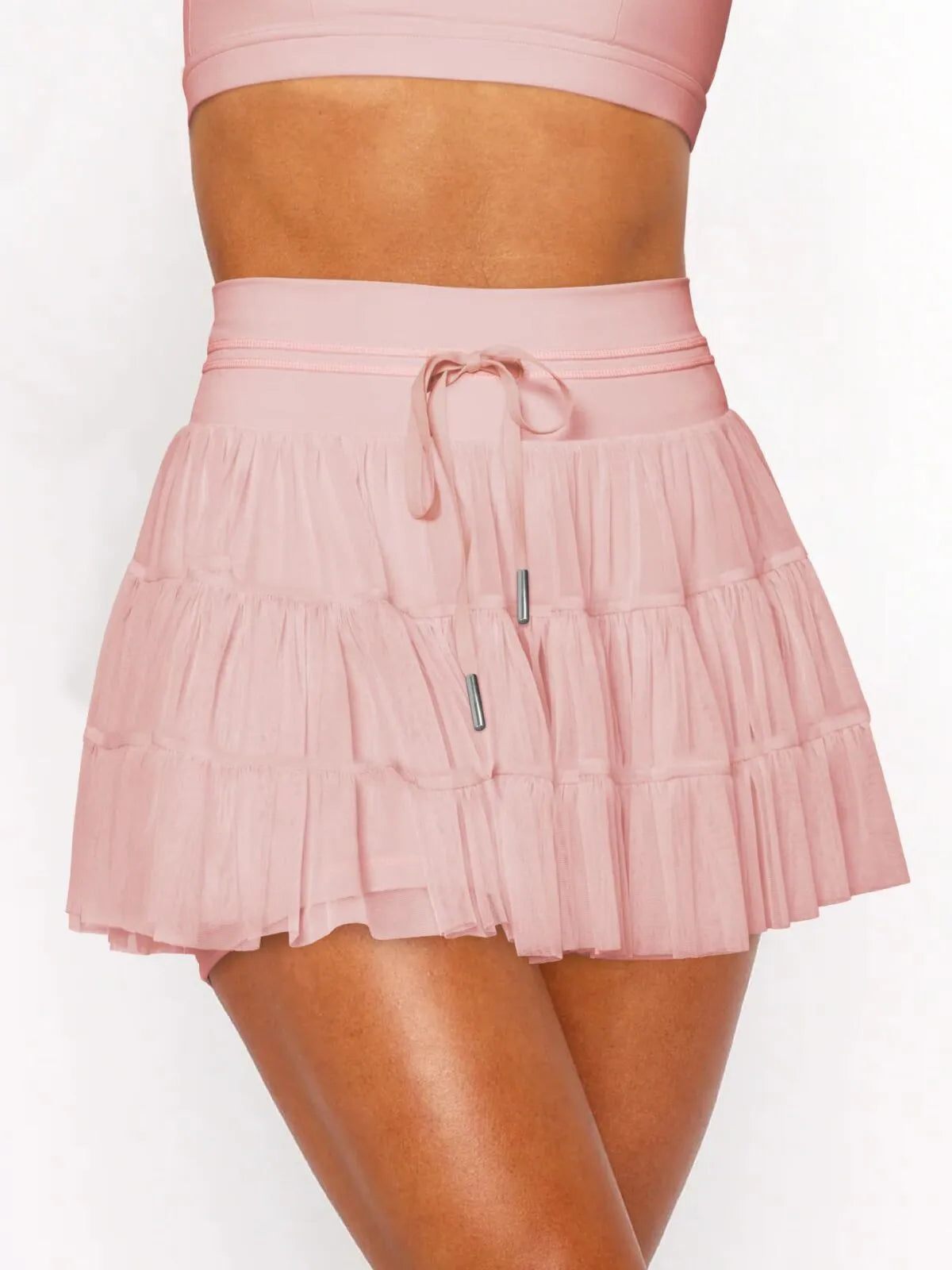 Solid Sporty Breathable Lace-up Color Daily Outdoor Wear High Waist Skort