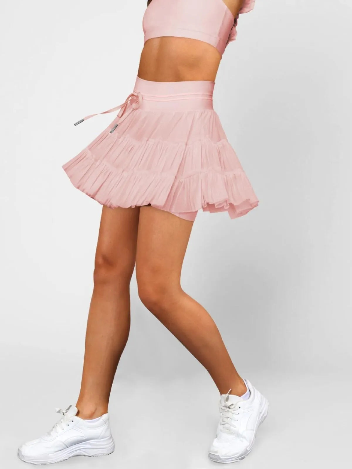 Solid Sporty Breathable Lace-up Color Daily Outdoor Wear High Waist Skort