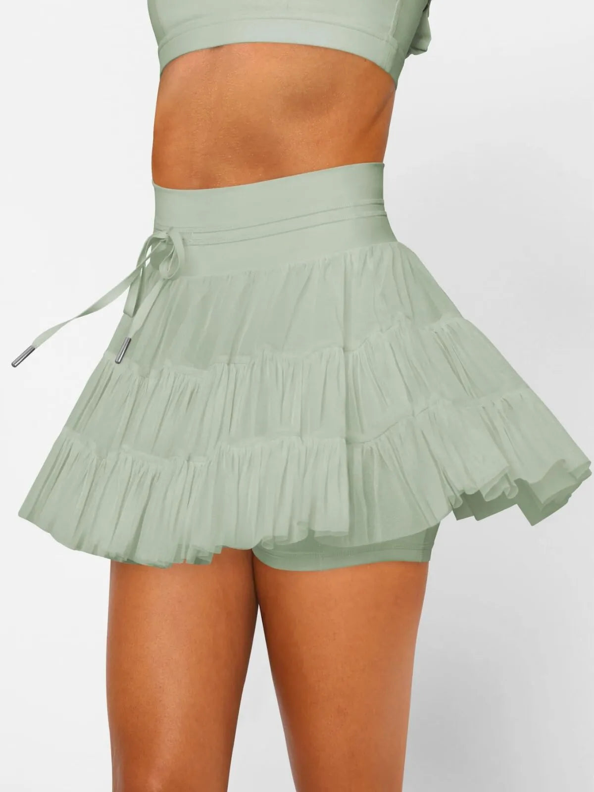 Solid Sporty Breathable Lace-up Color Daily Outdoor Wear High Waist Skort